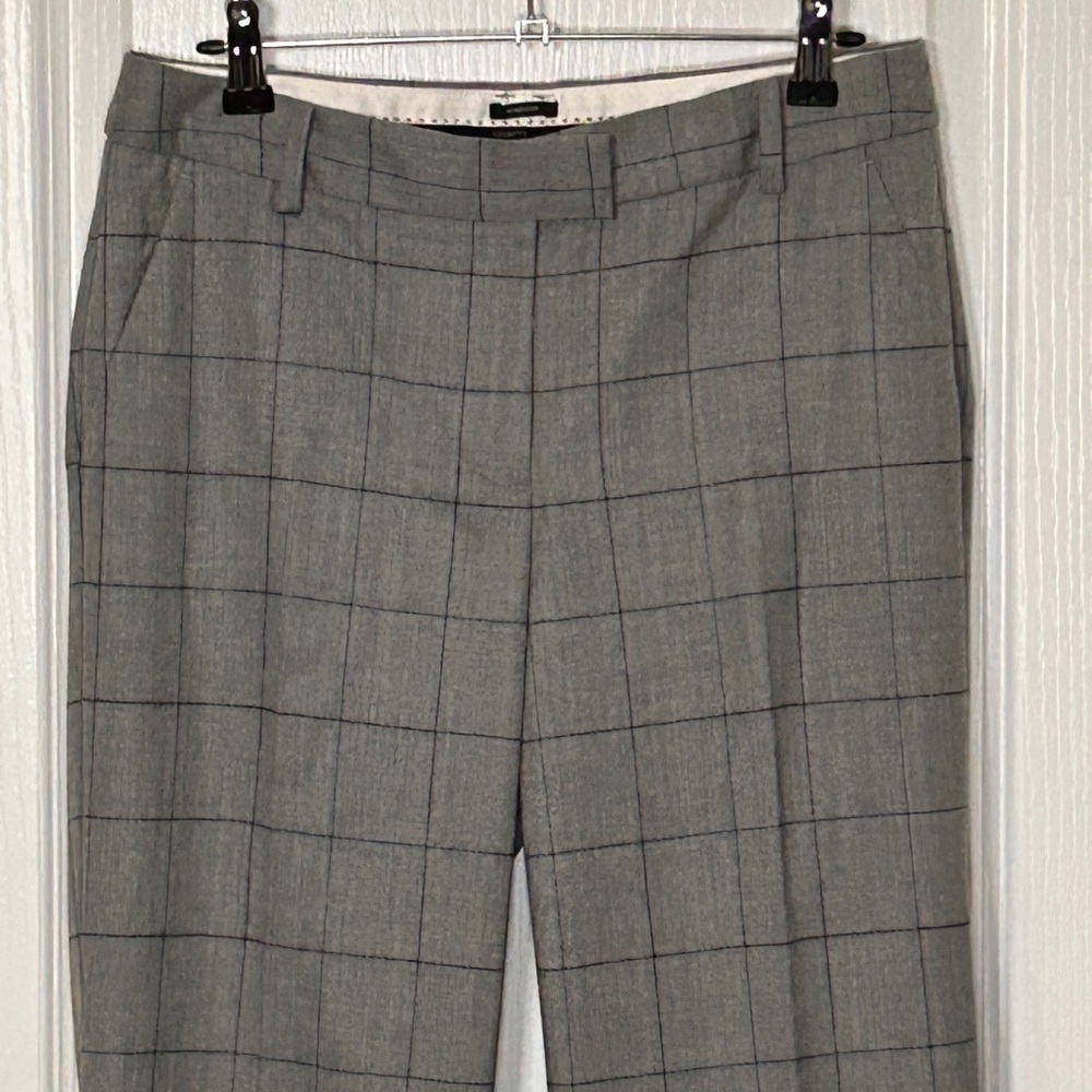 Talbots Italian Flannel Wool Wide Leg Plaid Trousers 2 - Picture 3 of 10